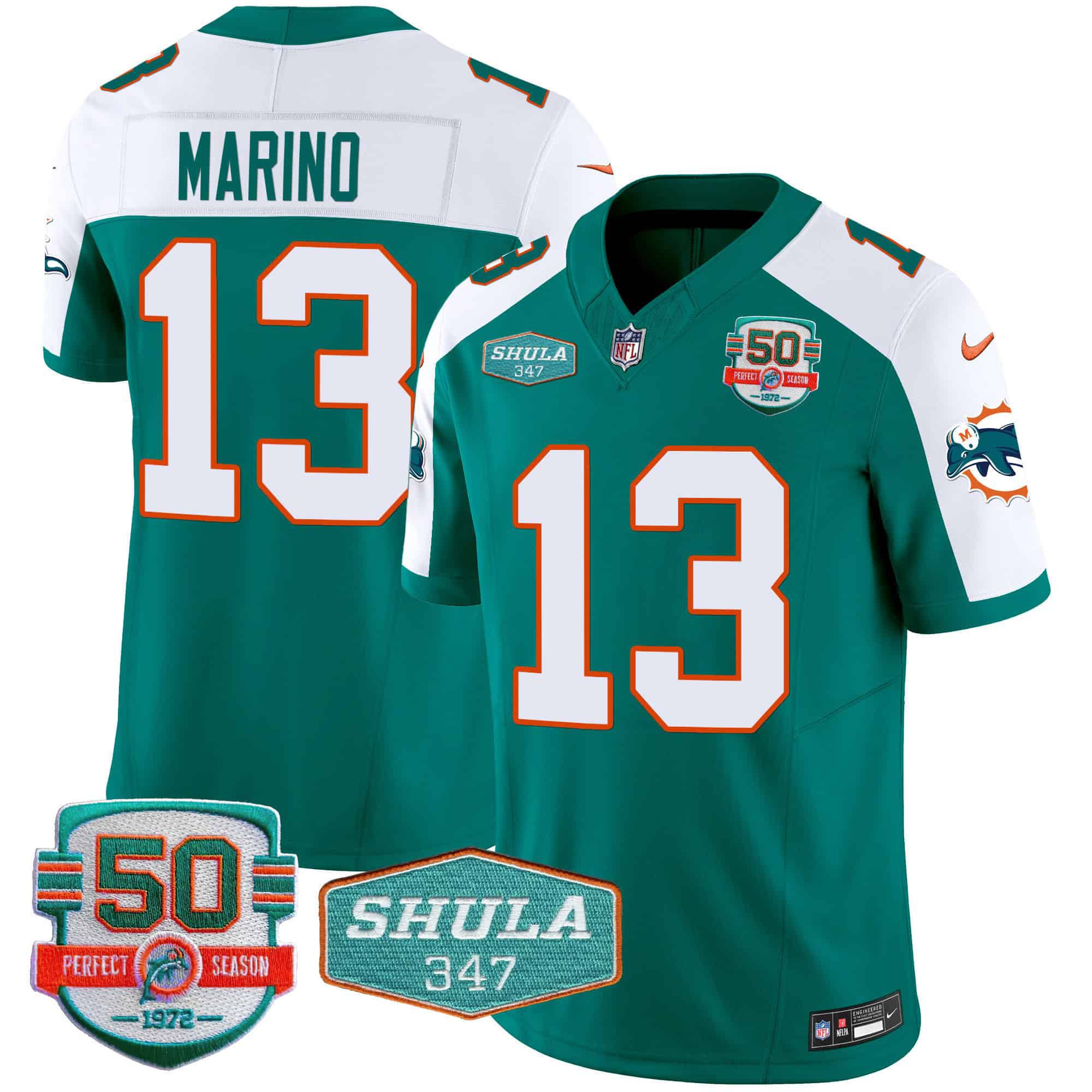 Men Miami Dolphins #13 Marino Green 2024 Nike Throwback Shula 347 Patch Vapor NFL Jersey->indianapolis colts->NFL Jersey